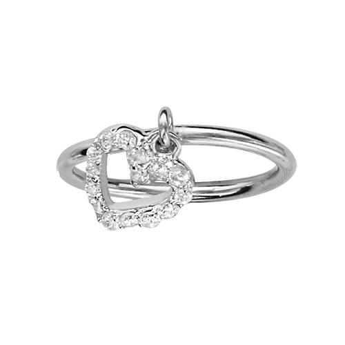 Bague de Phalange Argent 925 et Zirconium Sertis Coeur Evidé