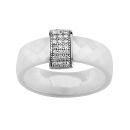 Bague Argent 925 Céramique Faceté Barette Zirconium Micro Sertis Blanche