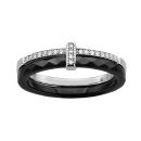 Bague Argent 925 Anneau Céramique Noir + 1 Rail Zirconium Micro Sertis