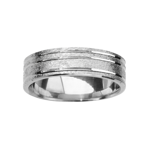 Bague Alliance Argent 925 Granitée 6 mm