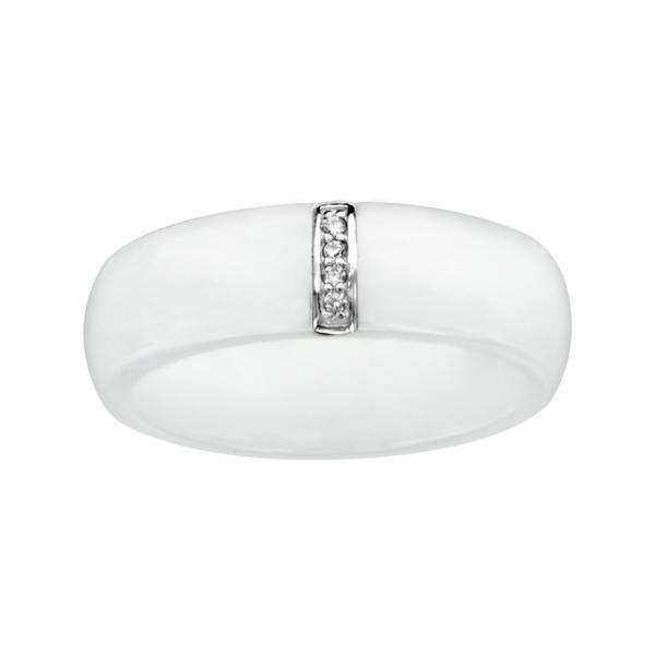 Bague Argent 925 Anneau Céramique Blanc Barette Zirconium Micro Sertis