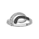 Bague Argent 925 Volute Zirconium Noir et Blanc Sertis