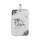 Pendentif Argent 925 Plaque Militaire Diamantée Zodiaque Taureau