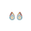 Boucles d'oreilles Acier 316 L Poire Résine Multicolore avec Nacre