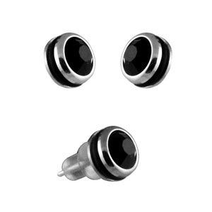 Boucles d'oreilles Acier 316 L et Zirconium Rond Noir