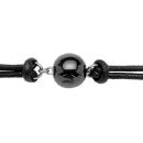 Bracelet Acier 316 L et Cordon Coton Boule Céramique Noire