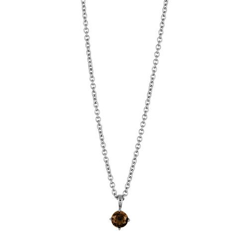 Collier Acier 316 L Pendentif Rond Zirconium Fumé