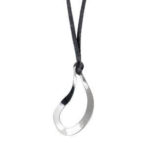 Collier Acier 316 L Cordon Noir Pendentif Goutte Evidée