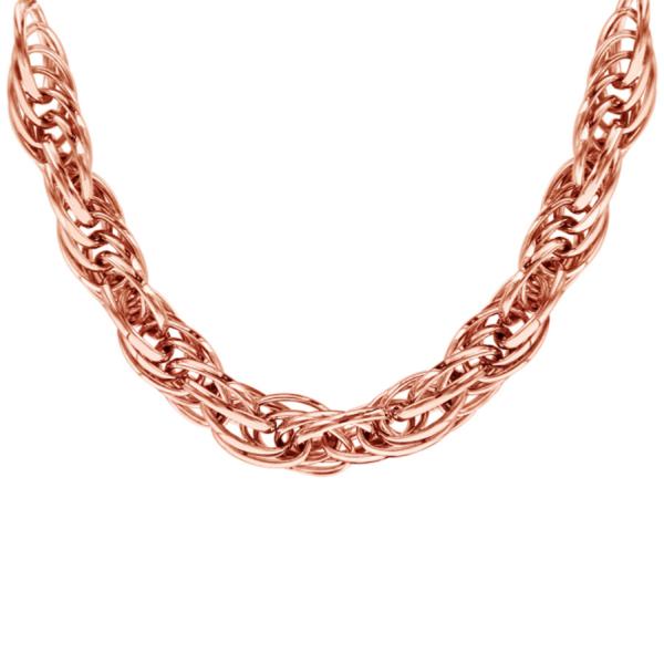 Collier Acier 316 L Rose Mailles Entrelacées