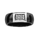 Bague Acier 316 L Céramique Noire avec Cristal