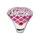 Bague Acier 316 L Ronde Bombée Dégradé Rose et Nacre Blanche