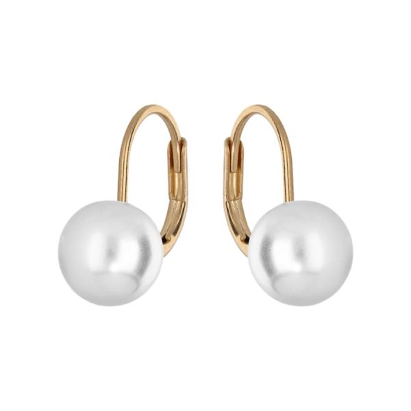 Boucles d'oreilles Plaqué Or Dormeuse Perles Imitation 8 mm