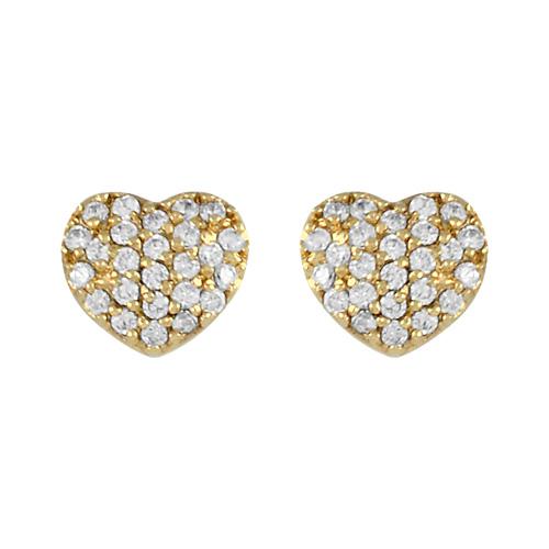 Boucles d'oreilles Plaqué Or et Zirconium Coeur