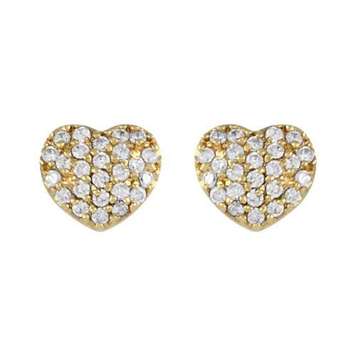 Boucles d'oreilles Plaqué Or et Zirconium Coeur