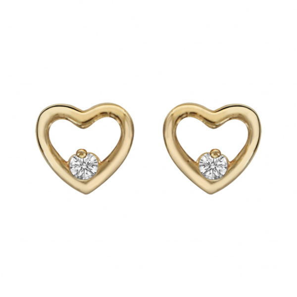 Boucles d'oreilles Plaqué Or Coeur Ajouré avec Zirconium