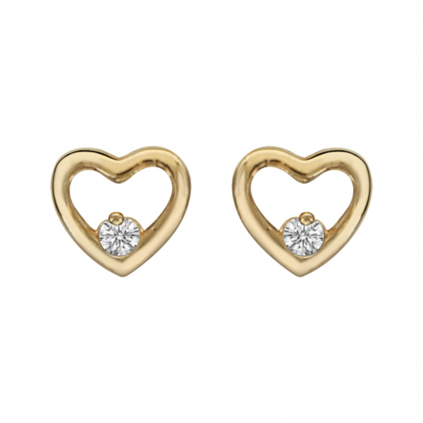 Boucles d'oreilles Plaqué Or Coeur Ajouré avec Zirconium