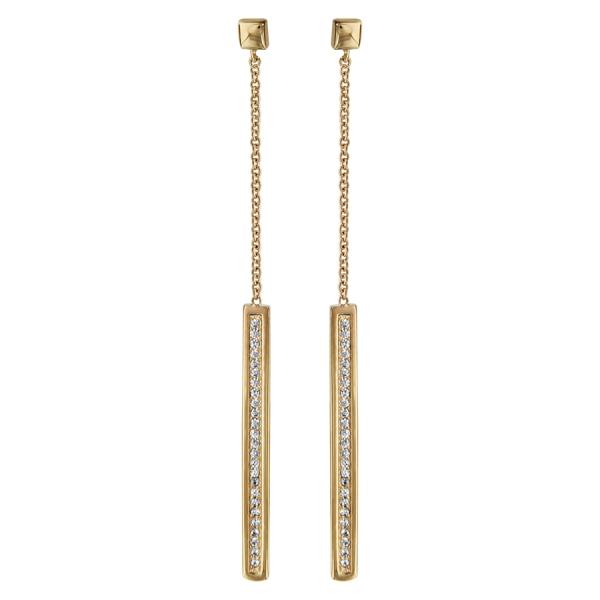 Boucles d'oreilles Plaqué Or Pendante Forme Rectangle Zirconium Sertis