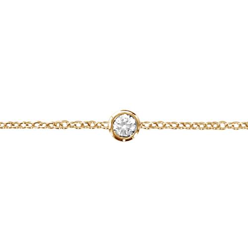 Bracelet Plaqué Or et Zirconium Rond Blanc Serti Clos