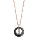 Collier Plaqué Or Rose Rond Céramique Noire avec Infini Zirconium