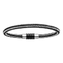 Bracelet Acier 316 L pour Charms Tressé Gris et Noir Fermoir Aimanté 19,5 cm