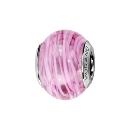 Charms Argent 925 Perle Murano Rose avec Rainures