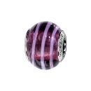 Charms Argent 925 Perle Murano Violet Filet Clair