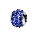 Charms Argent 925 Boule 3 Rangs Zirconium Bleu