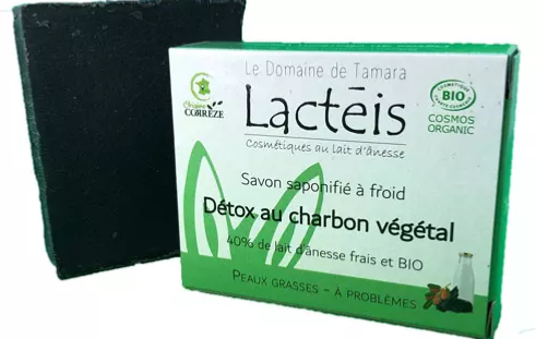 Savon Bio au Lait d'Anesse 40 % Detox au Charbon Végétal Lactéis