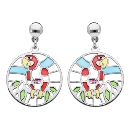 Boucles d'oreilles Argent 925 Perroquet Vitrail Translucide 