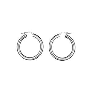 Boucles d'oreilles Argent 925 Créole Tube 4 mm Diam. 30 mm