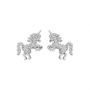 Boucles d'oreille Argent 925 Licorne Zirconium Blancs