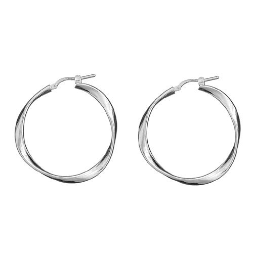 Boucles d'oreilles Argent 925 Créole Torsadée 36 mm