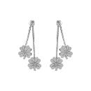 Boucles d'oreilles Argent 925 Double Chaines Trèfles