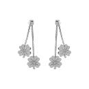 Boucles d'oreilles Argent 925 Double Chaines Trèfles