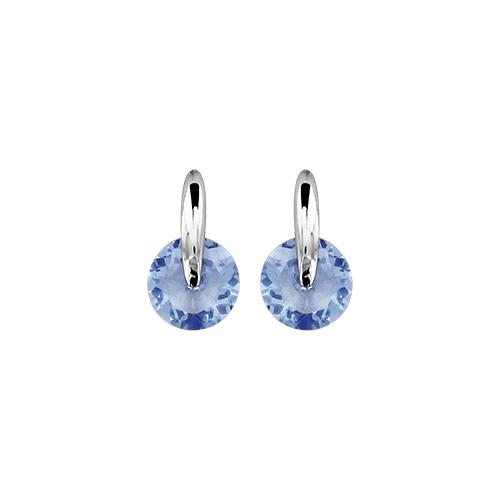 Boucles d'oreilles Argent 925 Pierre Zirconium Rond Bleu