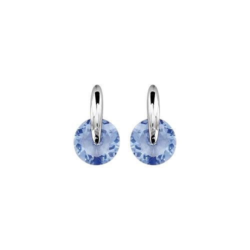 Boucles d'oreilles Argent 925 Pierre Zirconium Rond Bleu