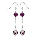 Boucles d'oreilles Argent 925 Verre de Murano 2 Boules Violet