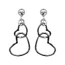 Boucles d'oreilles Argent 925 Double Coeurs Traitement Noir