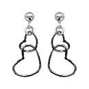 Boucles d'oreilles Argent 925 Double Coeurs Traitement Noir