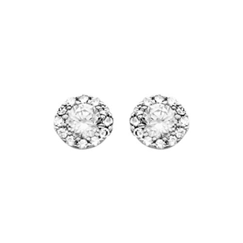 Boucles d'oreilles Argent 925 et Zirconium Central Blanc