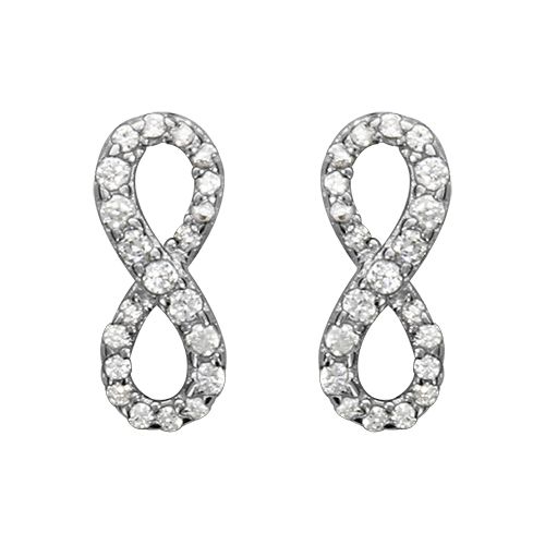 Boucles d'oreilles Argent 925 et Zirconium Blanc Serti Symbole Infini