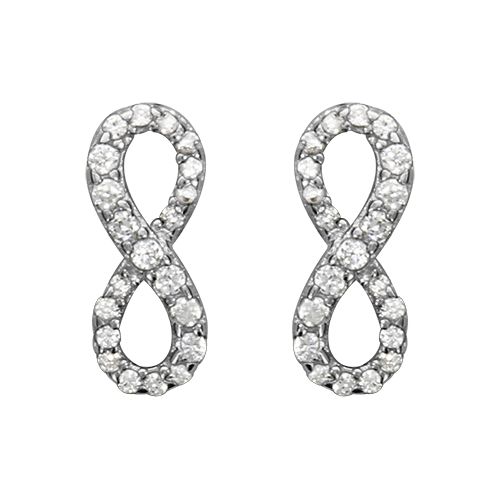 Boucles d'oreilles Argent 925 et Zirconium Blanc Serti Symbole Infini