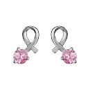 Boucles d'Oreilles Argent 925 Boucle et Zirconium Rose Serti
