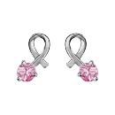 Boucles d'Oreilles Argent 925 Boucle et Zirconium Rose Serti