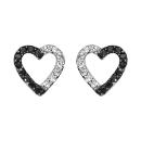 Boucles d'oreilles Argent 925 et Zirconium Bicolore Coeur Evidé