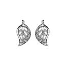 Boucles d'oreilles Argent 925 Petite Feuille Zirconium Sertis