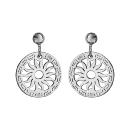 Boucles d'oreilles Argent 925 Rond Découpé Motif Soleil