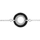 Bracelet Argent 925 Double Ronds Zirconium Micro-Sertis Céramique Noire