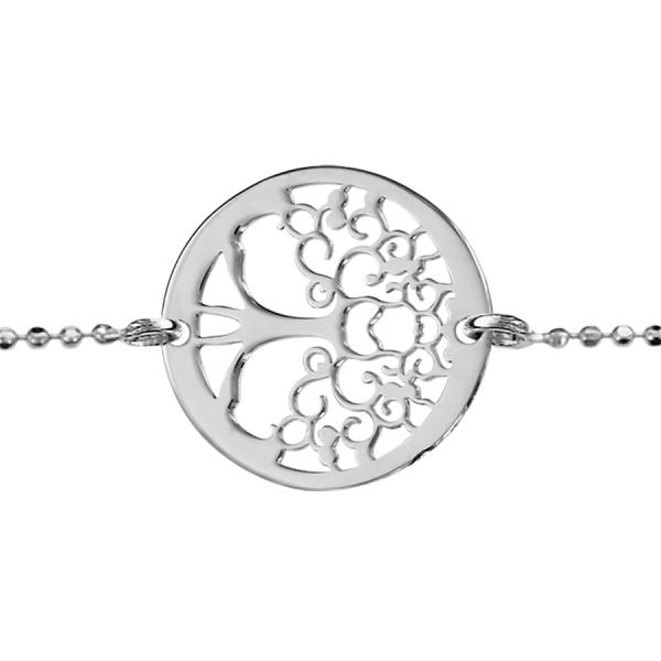 Bracelet Argent 925 Maille Boules Rondelle Arbre de Vie