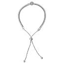 Bracelet Argent 925 Maille Serpent Plate avec Zirconium Fermoir Boule Coulissante